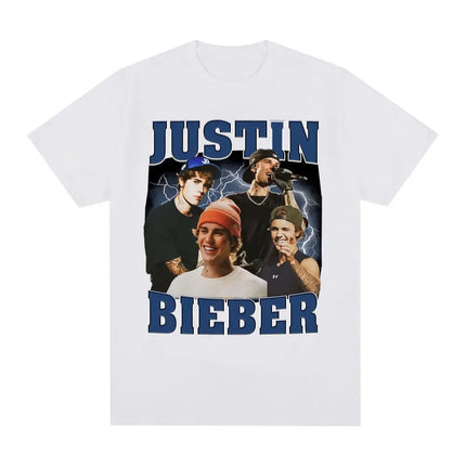 Rap Singer Justin Bieber 2025 Tour Pattern T-shirt for Men and Women Harajuku Fashion Pop Music Casual Short-Sleeved T-shirt