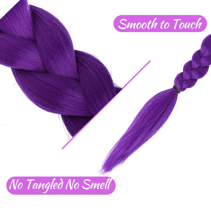 Purple Braid Clip in Ponytail Hair Extension Long Ponytail Synthetic Hairpieces Cosplay for Kids Girl Halloween Christmas
