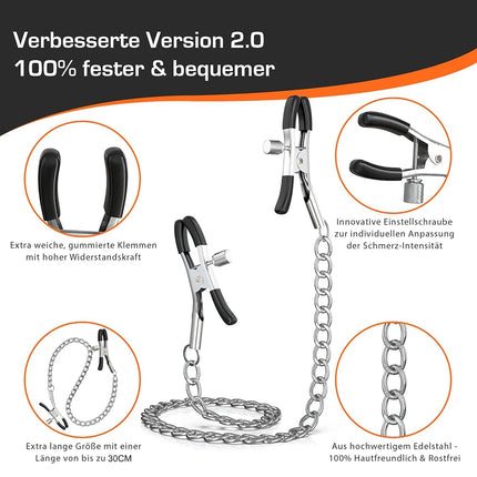 Adjustable Metal Nipples Clamps Nipples Chain Portable SM Breast Flirting Stimulation Adult Sex Toy for Women Men Couples
