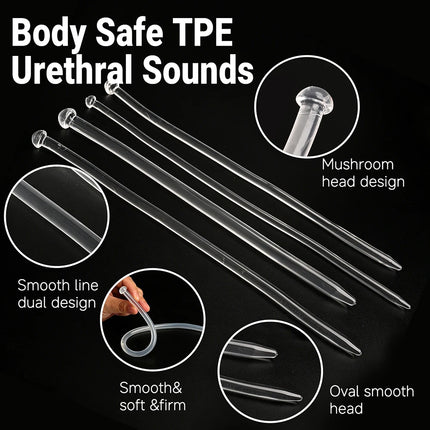 Smooth TPE Penis Plug,Urethral Dilator Rod,Long Urethra Catheter Sounding Dilation Sounds,Sex Toys for Men