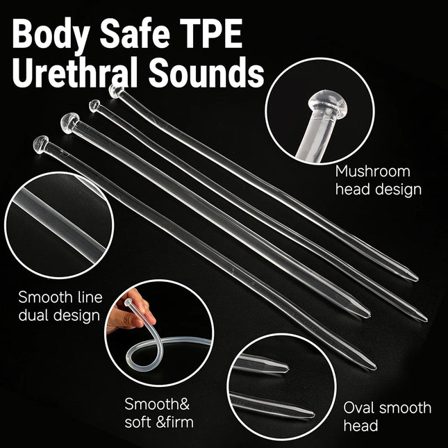 Smooth TPE Penis Plug,Urethral Dilator Rod,Long Urethra Catheter Sounding Dilation Sounds,Sex Toys for Men
