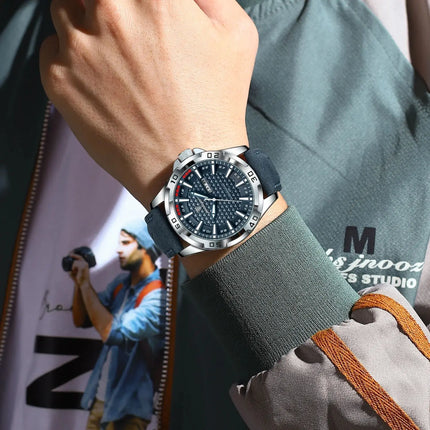 POEDAGAR Original Man Wristwatch Top Luxury Waterproof Luminous Date Week Watch For Men Quartz Sport Leather Men's Watches Reloj