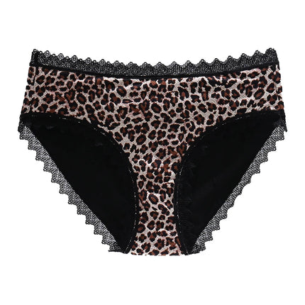 4-Layer Leopard Print Menstrual Panties Incontinence Moderate Absorption Comfortable Solid Color Panties Washable Soft