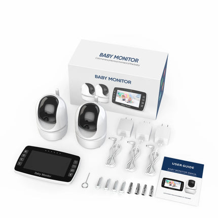 New Baby Monitor Two camera 4.3Inch Wireless With PTZ Camera High Security Camera Night Vision Temperature Monitoring Baby