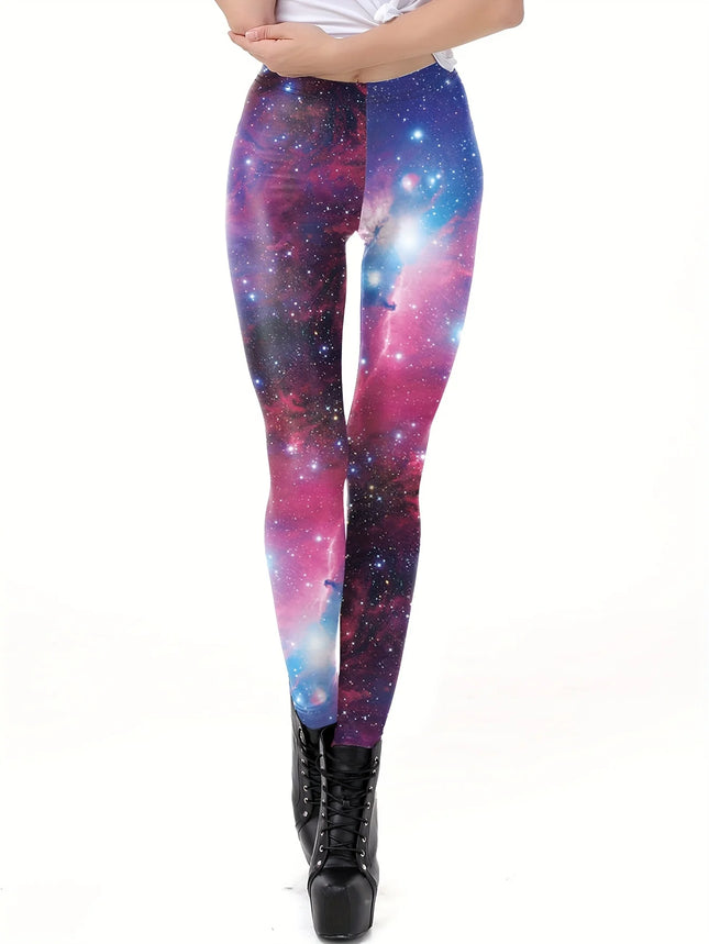 Nadanbao Women's leggings Starry Sky 3D printed slim fit high waisted leggings casual elastic leggings yoga sports pants