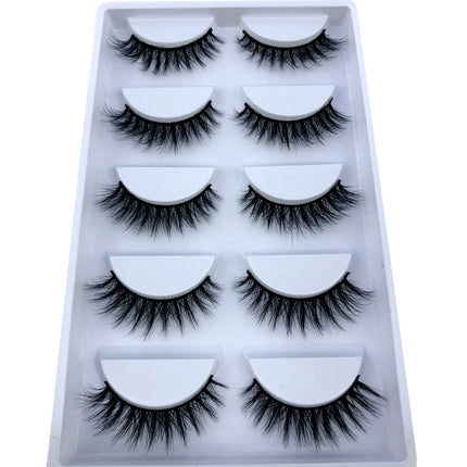 New 5 pairs natural fluffy 3D mink false eyelashes fake lashes makeup kit Mink Lashes extension eye lashes short eyelashes