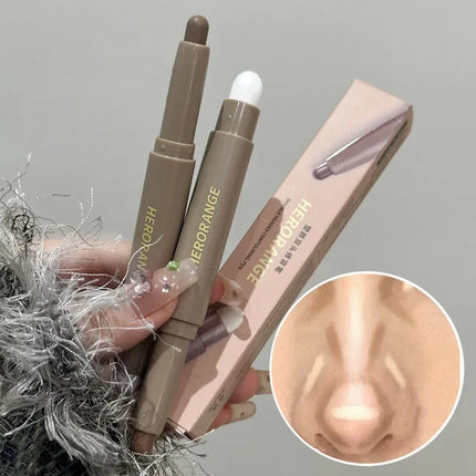 Nose Shadow Bronzer Contouring Makeup Pen Natural Grey Brown Three-dimensional Face Matte Shadow Cream Contour With Brush Makeup