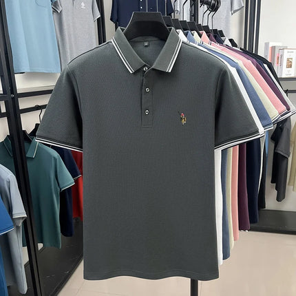 100% pure cotton luxury custom T-shirt, new summer men's short-sleeve business casual polo shirt, exquisite brand embroidered top