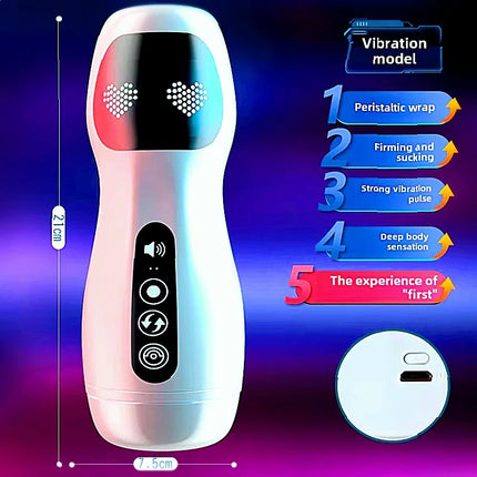 Silicone Automatic Male Masturbator Cup Provides Endurance Exercise Through Vibration Blowjob Functions As Penis Trainer Toy