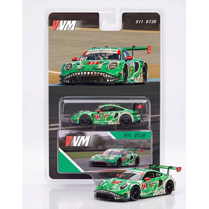 Vvm Zecar 1:64 Porsch 911 Gt3r Green/Pink Dinosaur Simulation Alloy Miniature Die-casting Car Model Custom Collection Toys Gifts