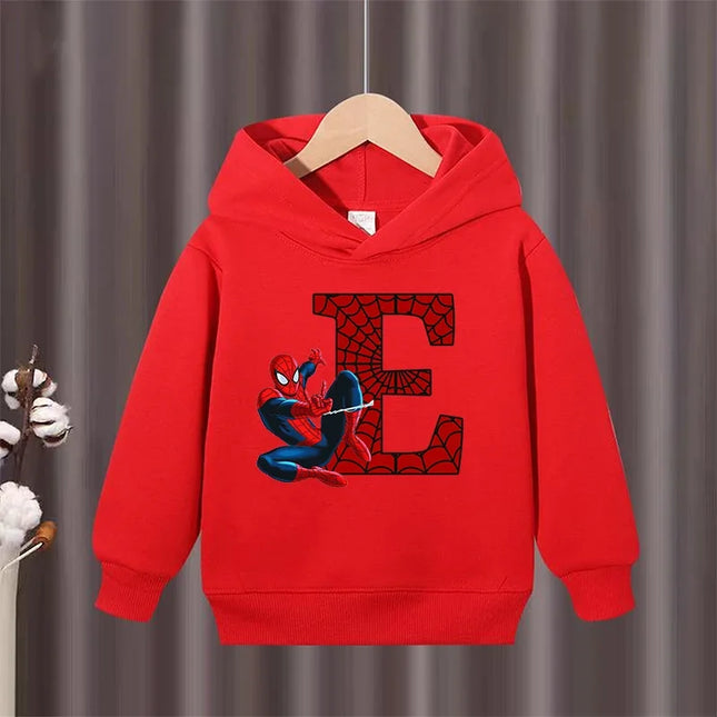 Children's Winter Autumn Hooded Pullover Sweater Spider-Man Pattern Comfortable Warm Fabric Suitable Outdoor Activities