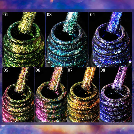 7ML Holographic Glitter Cat Eye Easter Gel Polish, Magic Spell Soak-off LED Gel Nail Polish