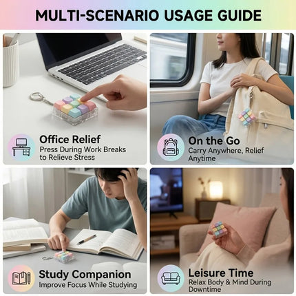 9/3 Buttons Fidget Keyboard Keychain, Clicker Stress Relief Toy, Anti-Anxiety Portable Accessory, Best Holiday Gift Random Color
