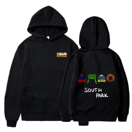 South Park Anime Pattern Hoodie Fashion Warm Coat Men's Autumn and Winter Season Hoodie Street Black Long Sleeve Hoodie