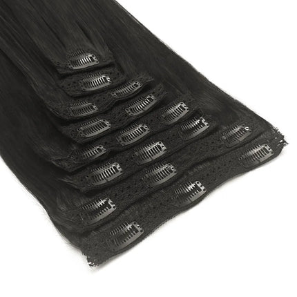 120G/8Pcs Straight Clip Ins 100% Unprocessed Human Hair Extensions Brazilian Remy Virgin Hair Natural Black Full Head For Women