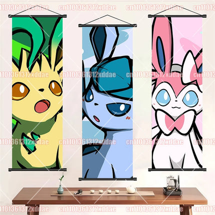 Pokémon Anime Theme Poster Scroll Painting Eevee Squirtle Charmander Pikachu Bulbasaur Photography Background Wall Friend Gift