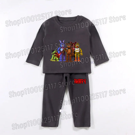 FNAF Pajamas Pants Set Children Thermal Underwear Suit Anime Five Nights at Freddy's Cool Clothing Suits Boys Girls Loungewear Gift