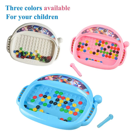 1 PCS Children's Magnetic Colorful Doodle Board with Pen & Beads Drawing Board Toy Sensory Educational Boy Girl Montessori Gift