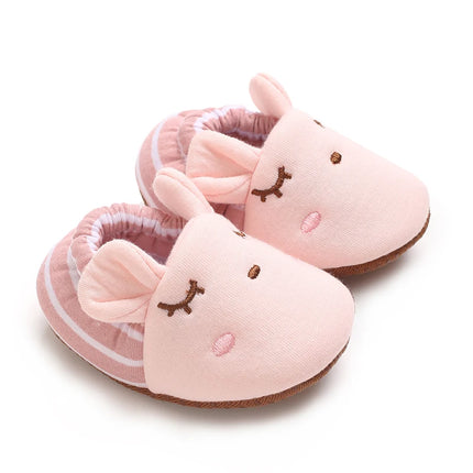 Cartoon Animal Pattern Newborn Baby Shoes Boys Girls 0-18M Slippers Soft Sole Non-slip Crib First Walker Winter Warm Booties