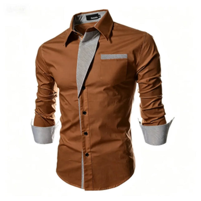 2026 Men's Long Sleeved Casual Shirt, Striped Slim Fit Men's Shirt, Fashionable Section Color, Plus Size, Diverse Colors
