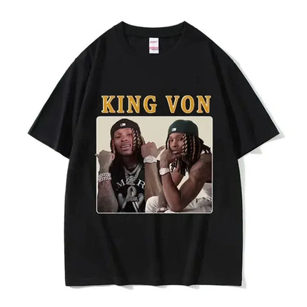 Rapper K-King Von Graphic Print T-Shirts Men Women Streetwear Hip Hop Fashion Cotton Oversized Tops Harajuku Y2K Summer New Tees