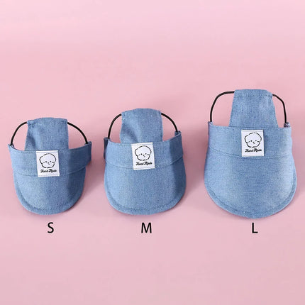 Dog Hat with Ear Holes Adjustable Denim Dog Sun Protection Hat Outdoor Baseball Cap for Dogs Small Medium Large Pet Accessories
