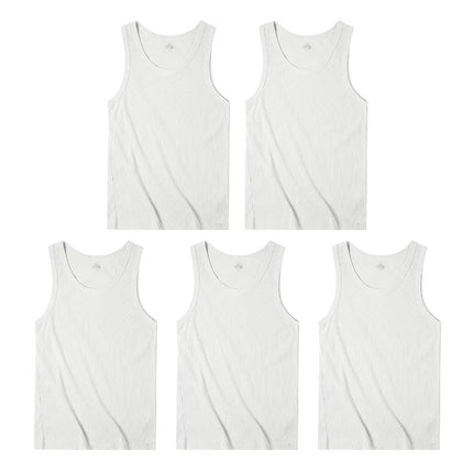 Maden Casual Men's Sleeveless Tank Tops Heavyweight Solid Color Ribbed Vest for Summer Slim Fit Sports Fitness Training T-shirt