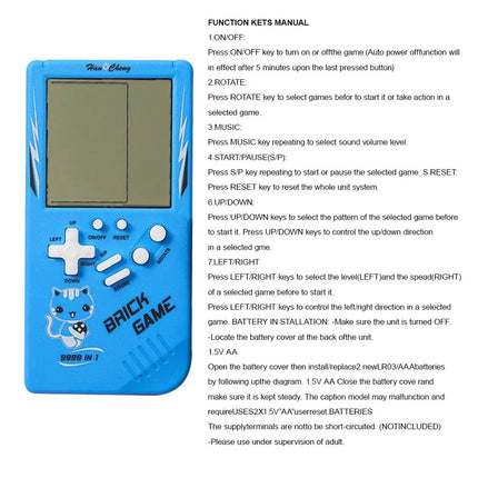 Classic Electronic Game Retro Puzzle Toy Blue Large Screen Handheld Game Console Toys For Children