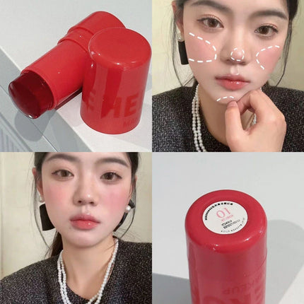 HERORANGE Jelly Blush Stick Brighten Cheek Rouge Dual Use Of Lips And Cheeks Blusher Waterproof Lasting Red Tint Cheek Color