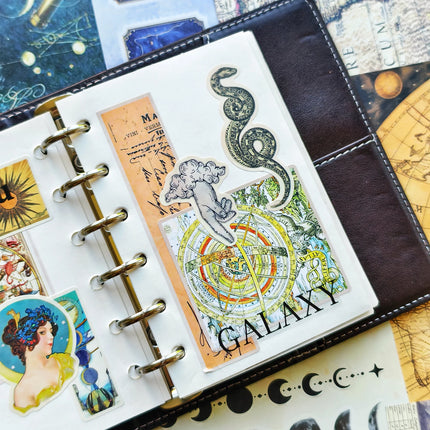 Random Cover 40 Sheets Aesthetics Retro Astronomy Sticker Books, Star-Shaped Animal Stickers for Adult DIY Planners Junk Journal