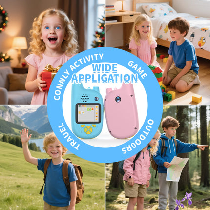 Children's Video Walkie-Talkie 2-Pack with Display Screen Voice Converter and Real-Time Video Chat Long-Range Gift for Children