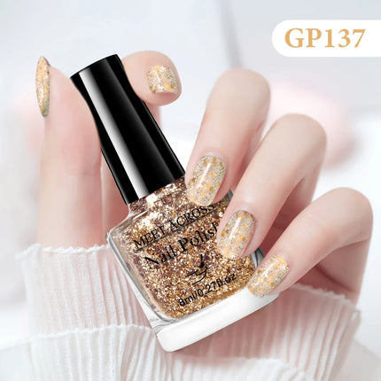 MEET ACROSS 8ml Glass Bottle Water-Based Peel Off Nail Polish Spring Summer Colorful Glitter Nail Art Varnish No Need Lamp