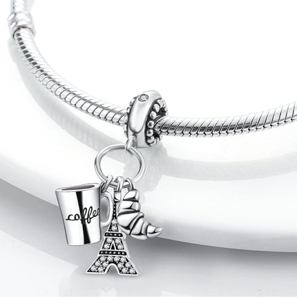 Original 925 Sterling Silver Charms Paris Eiffel Tower Charms Bead Pendant Fit Bracelets Bangle Necklaces Women DIY Jewelry Gift