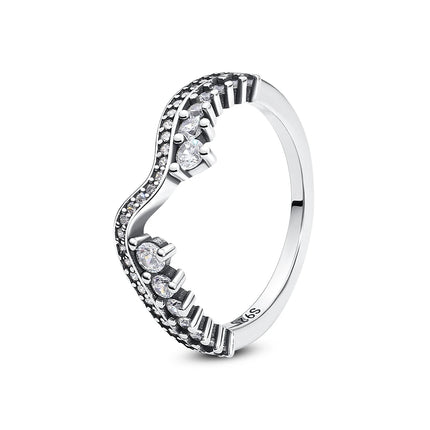 Original 925 Sterling Silver Ring Love Heart Pave CZ Crystal Stackable Rings For Women Wedding Engagement Birthday Gift Jewelry