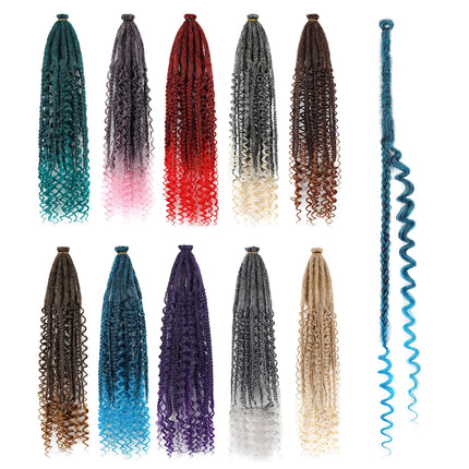 Braids Hair 24Inch Single Dreadlock Extension Reggae Style Faux Locs with Highlight Strands Hand Crocheted Synthetic Dreadlocks