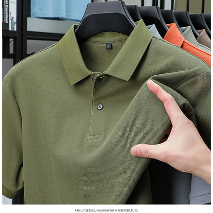 Men's 100% Cotton Polo Shirt - Summer Casual Breathable Tee, 19 Colors, Ideal for Golf and Sports, Business Casual, Silk-Like Finish