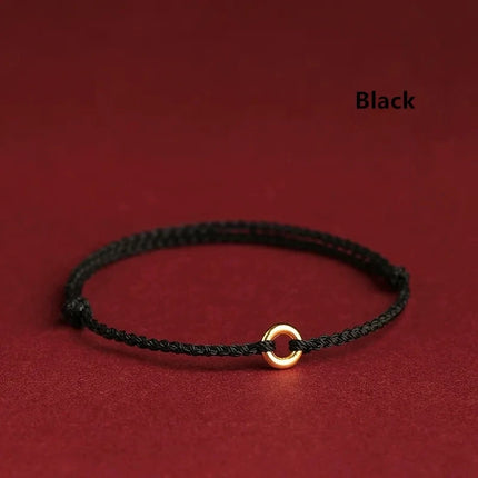 Hand Braided Red Rope Bracelet Copper Lucky Bead Hand Rope Couple Bracelet Simple Buckle Ethnic Original Female Accessory