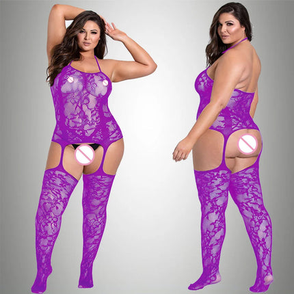 New Plus Size Bodystocking Bodysuits For Women Sexy Fishnet Lingerie Babydoll Dress Porno Underwear Mesh Stockings For Sex