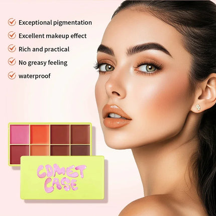  8-Color Eyebrow Cream Blush Curve Case Cream Cosmetics Palette Matte Shimmer Finishes Shadow Tones Long-Lasting Cosmetics