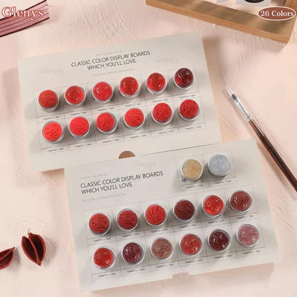 Glenys 26 Color Velvet Retro Red Solid Cream Internet Red Popular Matching Professional Painting Pen Nail Art Varnish Set