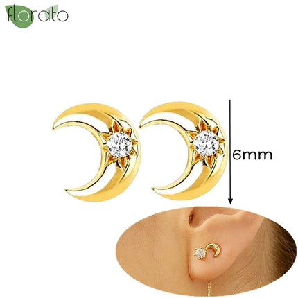 925 Silver Needle Fashion Heart Gold Color Stud Earrings for Women Exquisite Zircon Small Earrings Luxury Ear Piercing Jewelry