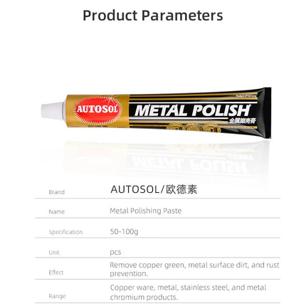 German AUTOSOL Metal Polishing Paste Scratch Repair Metal Band Bag Zipper Copper Food Grade For Polishing Tableware 50g/100g