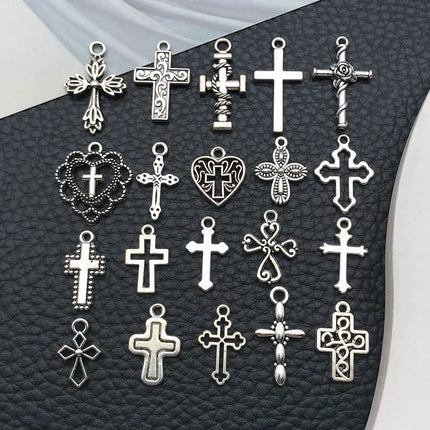 20/100 Styles Antique Silver Crosses - Perfect for Handmade Jewelry like Necklaces, Bracelets & Earrings"