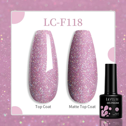 LILYCUTE 7ML Glitter Gel Nail Polish Sparkling Semi Permanent UV Gel Colorful Shinning Gel Varnish Nail Art Soak Off UV LED Gel