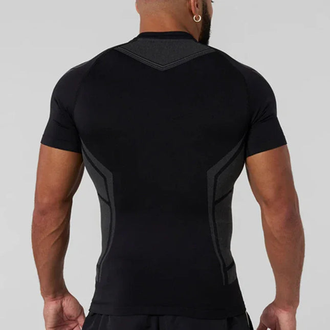 Men Tight Compression T-Shirt High Elasticity Quick-Dry Fitness Muscle Training / T-Shirt Homme Compression Ajusté Élasticité Séchage Rapide
