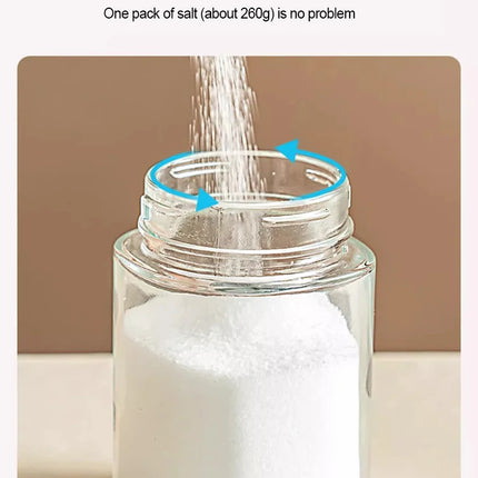 Kitchen Quantitative Salt Bottle Glass Sealed Moisture-Proof Seasoning Jar Outdoor Multi-Purpose Seasoning Box Can Adjustable
