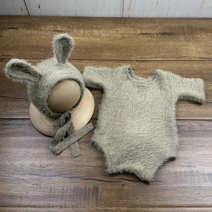Newborn Photography Props Knitted Outfit Rabbit Doll Baby Cosplay Glasses Baby Photoshoot Props Accessories