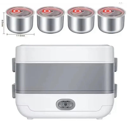 【LAST CHANCE】EU Plug Compatible Multifunctional Electric Lunch Box, Portable 2-Layer Leakproof Food Heater& Warmer For Car, Home