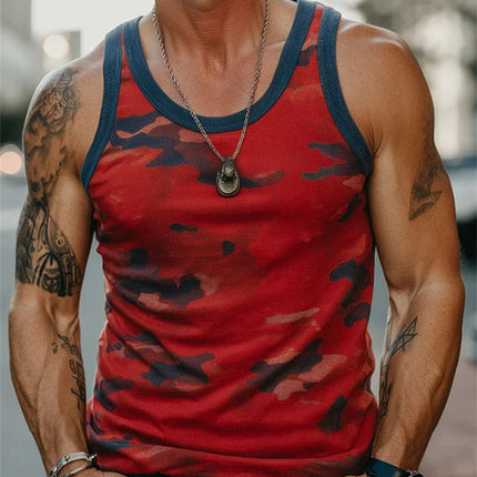3D Camouflage Printed Men's Tank Top Outdoor Running And Sports Men's Loose Sleeveless T-shirt Summer Daily Casual Men's T-shirt