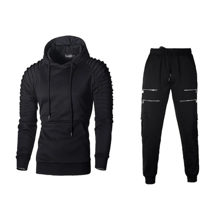 2025 New Men's Sportswear Set Two-piece Casual Jogging Warm Breathable Fitness Sportswear Set Military Tactical Hoodie + Trouser